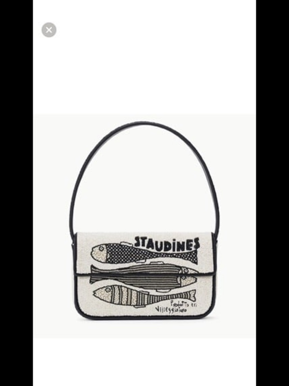 STAUD BEADED TOMMY BAG STAUDINES BLACK WHITE NWOT Limited Collection - Picture 3 of 8